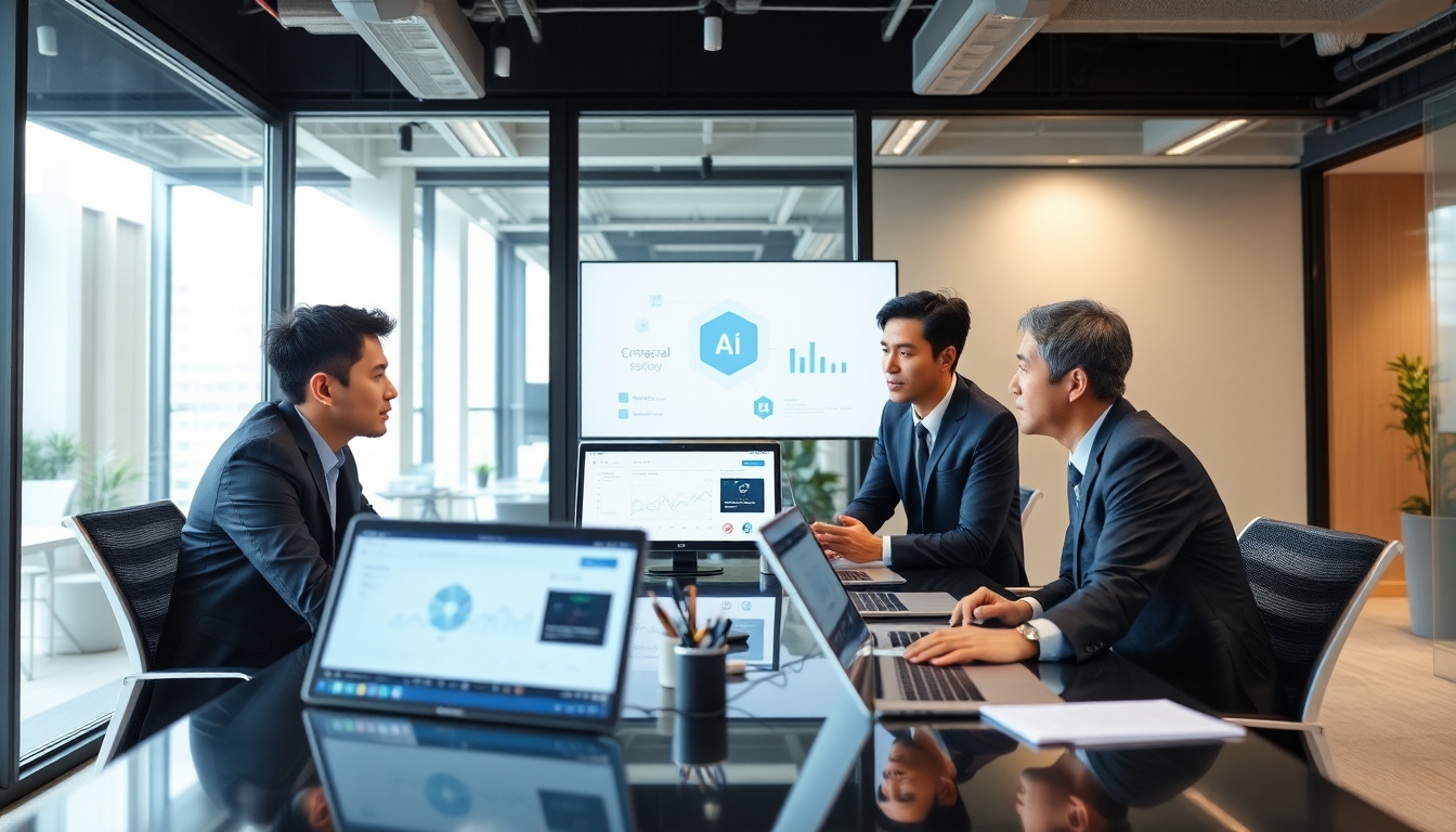 企業でのAIエージェント導入戦略を議論する日本人ビジネスパーソン